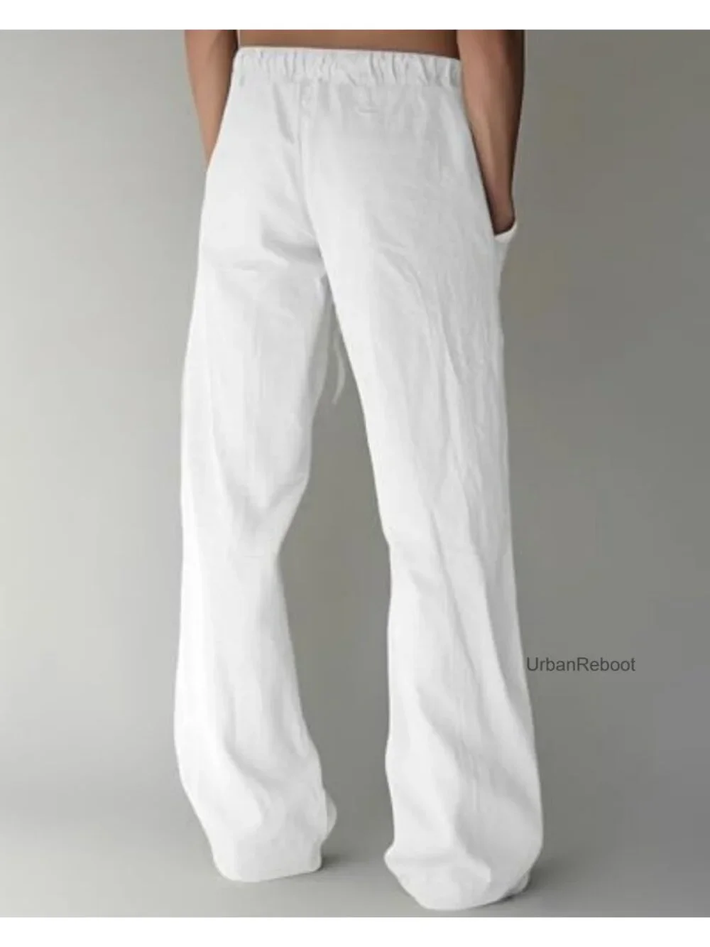 Men's Linen Pants Summer Casual Lightweight Elastic Drawstring Yoga Trousers